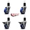 Service Caster 3.5'' Blue Poly Wheel Swivel 1-3/4'' Expanding Stem Caster Set 2 Brakes, 4PK SCC-EX20S3514-PPUB-BLUE-2-PLB-2-134 - alternate 4